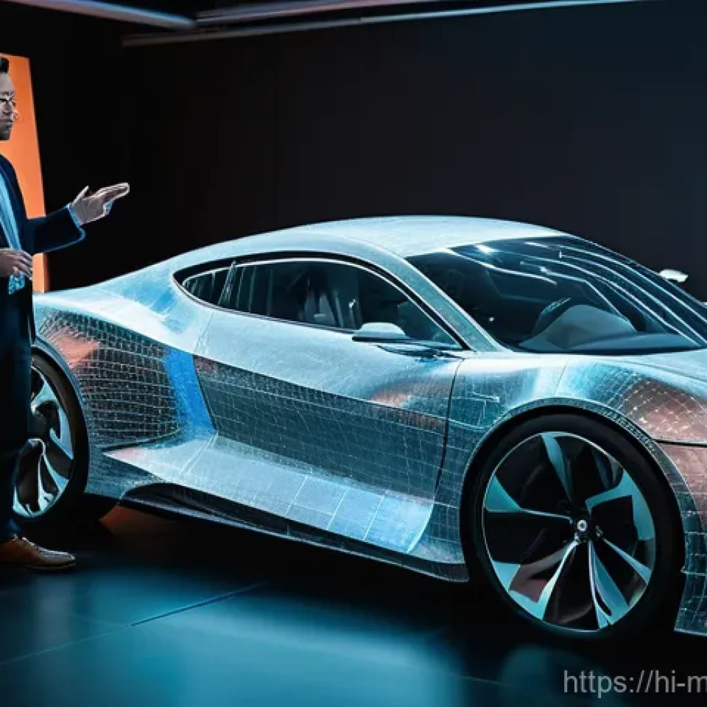 기계설계와 자동차 부품 설계 사례 - **Prompt:** A futuristic, high-tech automotive design studio. Engineers are intently focused on larg...