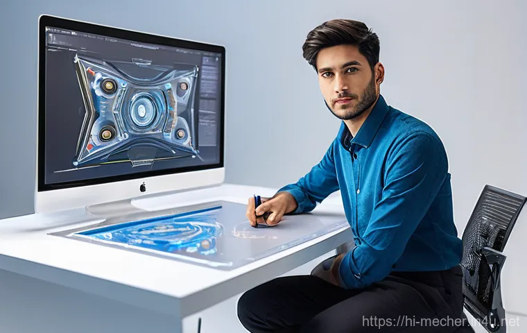 기계설계기사와 설계 공모전 수상 사례 - **Prompt:** A young, enthusiastic mechanical design engineer, in their mid-20s, with a determined ye...