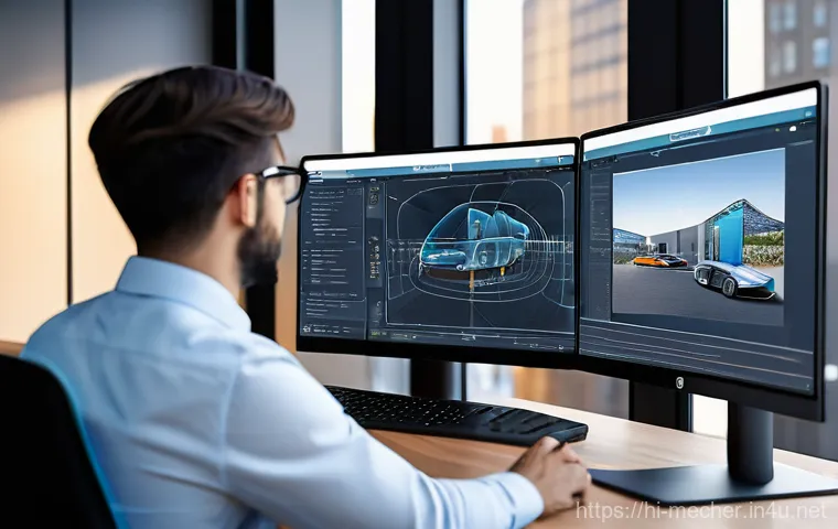 기계설계분야에서 요구되는 최신 설계 툴 - **"A diverse team of four engineers (two male, two female, professionally dressed in modern office a...