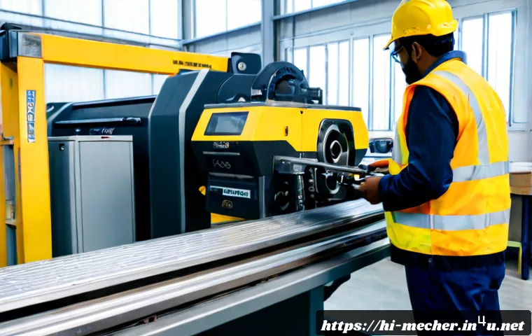 기계설계기사와 재해 예방 설계 사례 - Photorealistic mechanical design engineer in a clean modern industrial workshop, wearing a hard hat,...